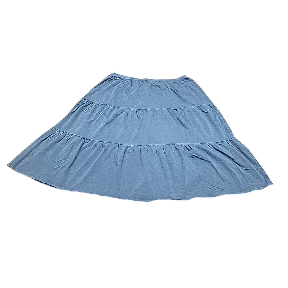 Indigo Thread Co Blue Tiered A-Line Midi Skirt Plus Size 1X A488316